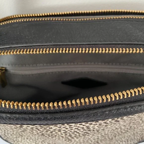 Fossil Black Elle Crossbody Bag Animal Print Cow Hide - Picture 8 of 11